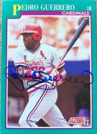 Pedro Guerrero Signed 1991 Score Baseball Card - St Louis Cardinals