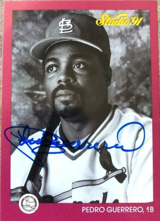 Pedro Guerrero Signed 1991 Studio Baseball Card - St Louis Cardinals