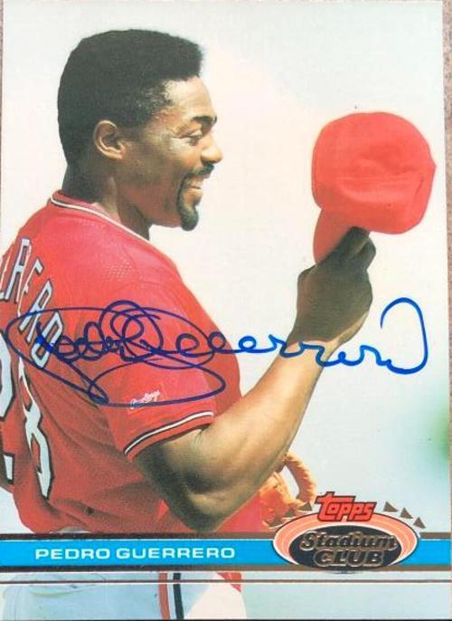 Pedro Guerrero Signed 1991 Topps Stadium Club Baseball Card - St Louis Cardinals - PastPros