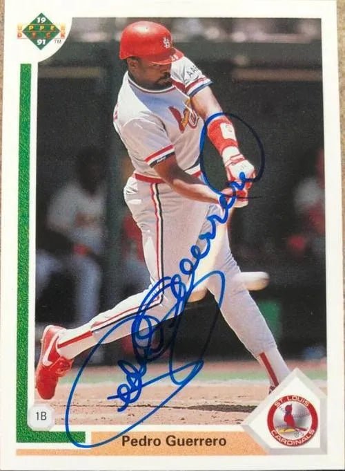 Pedro Guerrero Signed 1991 Upper Deck Baseball Card - St Louis Cardinals