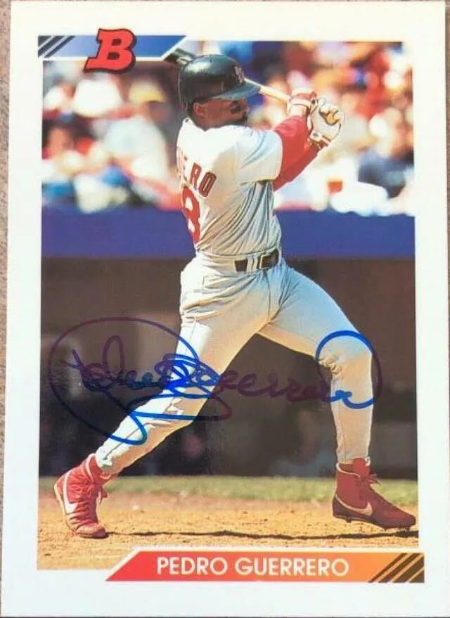 Pedro Guerrero Signed 1992 Bowman Baseball Card - St Louis Cardinals