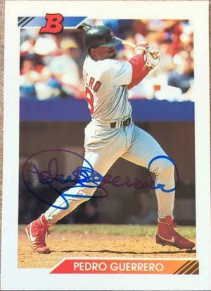 Pedro Guerrero Signed 1992 Bowman Baseball Card - St Louis Cardinals