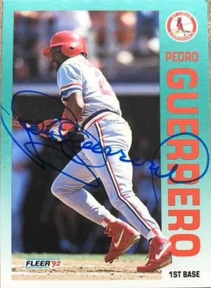 Pedro Guerrero Signed 1992 Fleer Baseball Card - St Louis Cardinals