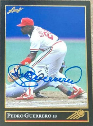 Pedro Guerrero Signed 1992 Leaf Black Gold Baseball Card - St Louis Cardinals