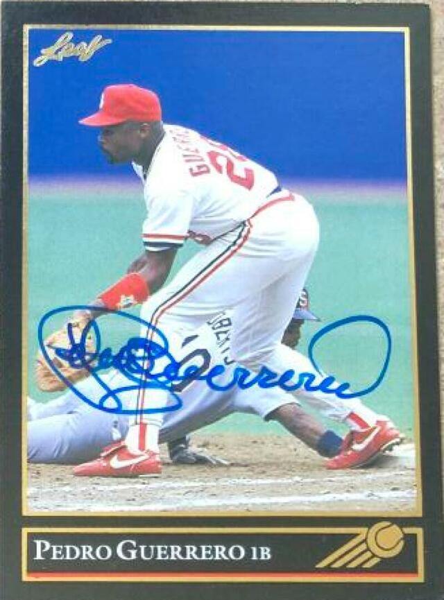 Pedro Guerrero Signed 1992 Leaf Black Gold Baseball Card - St Louis Cardinals - PastPros