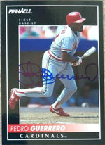Pedro Guerrero Signed 1992 Pinnacle Baseball Card - St Louis Cardinals