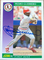 Pedro Guerrero Signed 1992 Score Baseball Card - St Louis Cardinals - PastPros