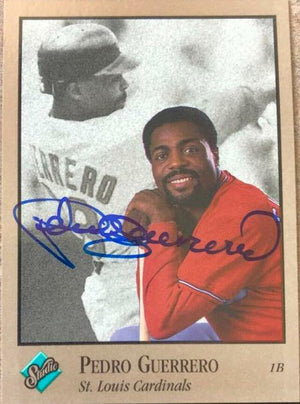Pedro Guerrero Signed 1992 Studio Baseball Card - St Louis Cardinals - PastPros