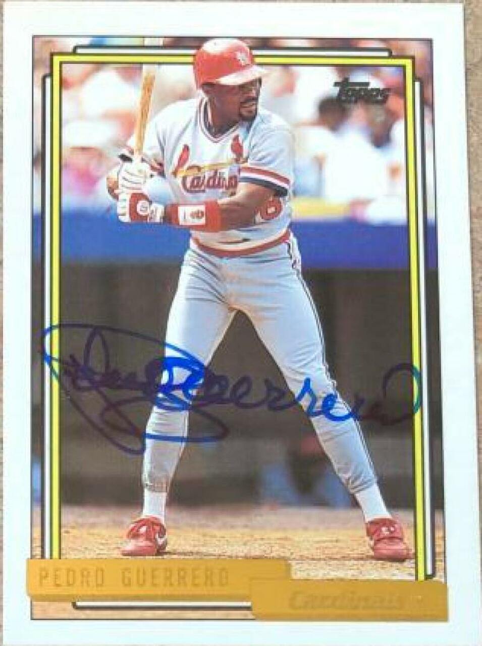 Pedro Guerrero Signed 1992 Topps Gold Baseball Card - St Louis Cardinals - PastPros