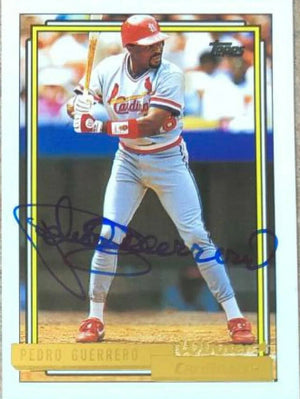 Pedro Guerrero Signed 1992 Topps Gold Winner Baseball Card - St Louis Cardinals