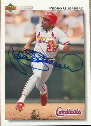 Pedro Guerrero Signed 1992 Upper Deck Baseball Card - St Louis Cardinals
