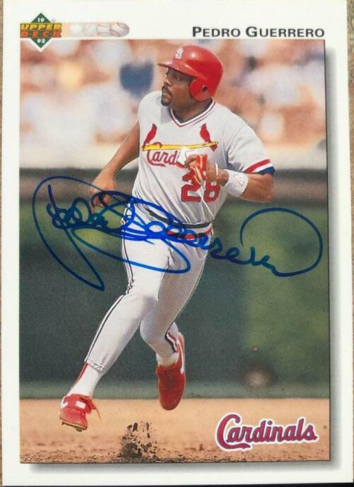 Pedro Guerrero Signed 1992 Upper Deck Baseball Card - St Louis Cardinals - PastPros