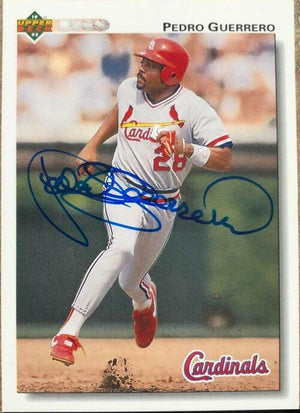Pedro Guerrero Signed 1992 Upper Deck Baseball Card - St Louis Cardinals - PastPros