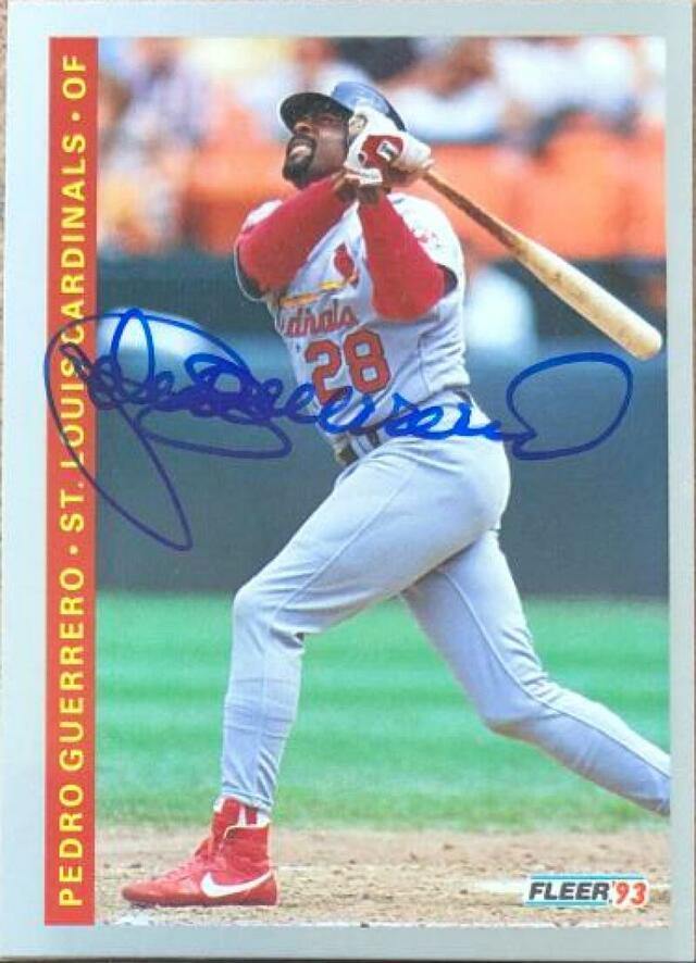 Pedro Guerrero Signed 1993 Fleer Baseball Card - St Louis Cardinals - PastPros