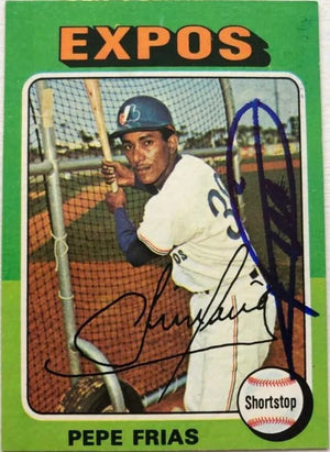 Pepe Frias Signed 1975 Topps Mini Baseball Card - Montreal Expos