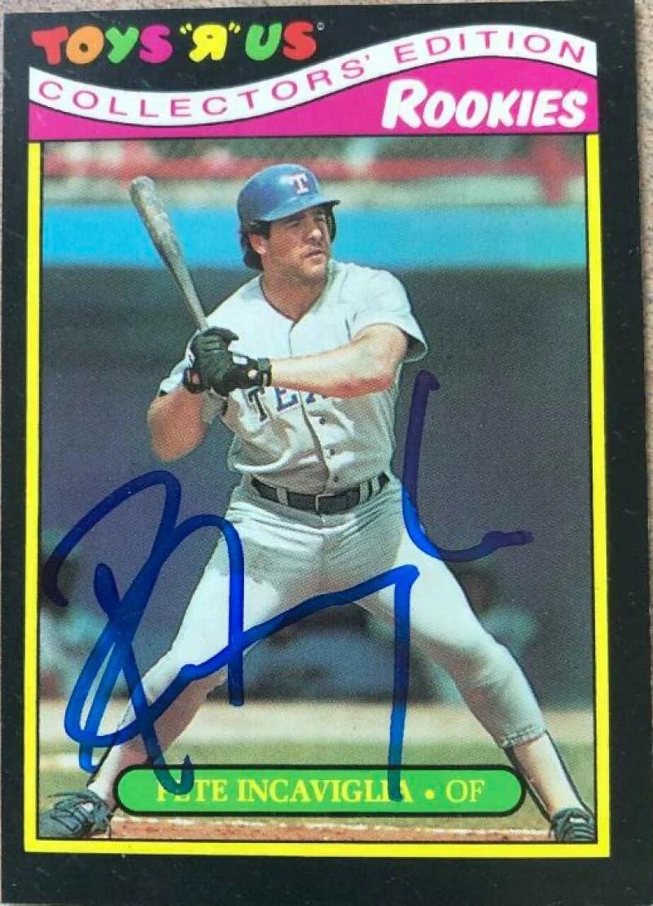 Pete Incaviglia Signed 1987 Topps Toys R Us Rookies Baseball Card - Texas Rangers