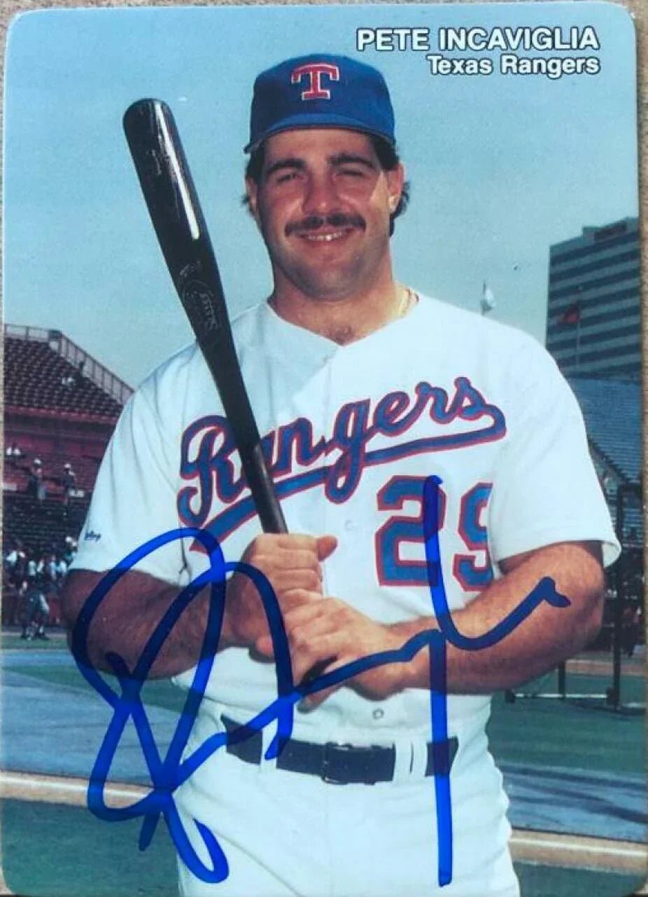 Pete Incaviglia Signed 1989 Mother's Cookies Baseball Card - Texas Rangers