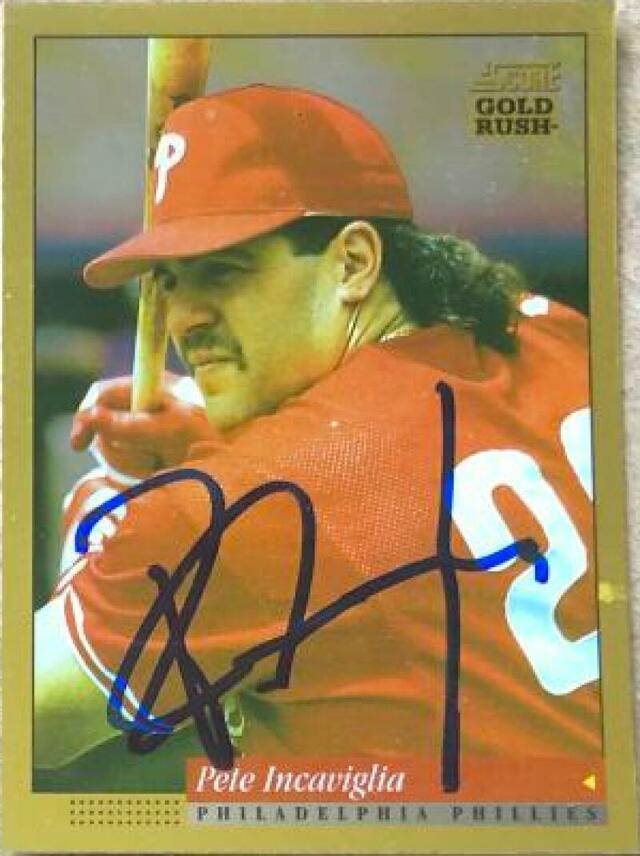 Pete Incaviglia Signed 1994 Score Gold Rush Baseball Card - Philadelphia Phillies - PastPros