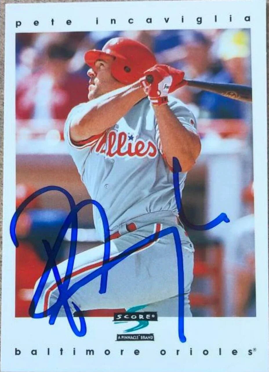 Pete Incaviglia Signed 1997 Score Baseball Card - Philadelphia Phillies