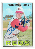 Pete Rose Signed 1967 Topps Baseball Card - Cincinnati Reds - PastPros