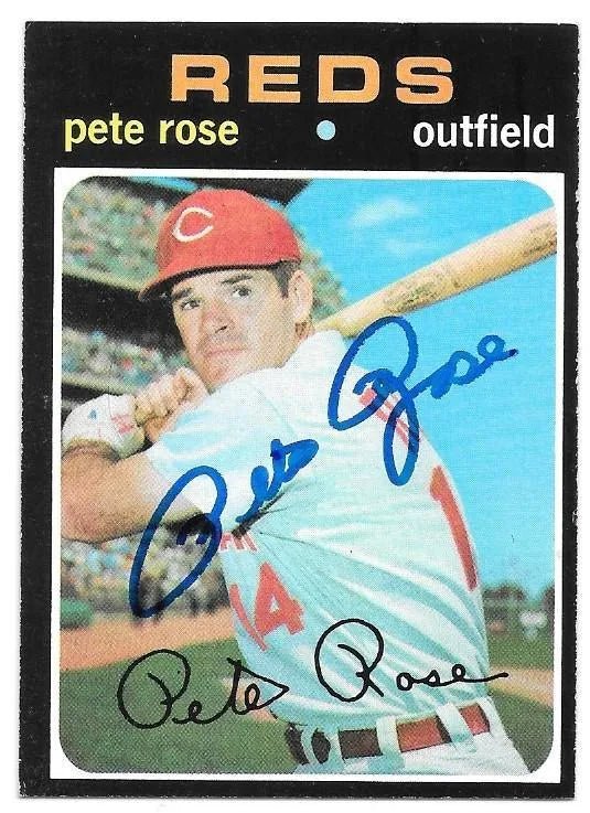 Pete Rose Signed 1971 Topps Baseball Card - Cincinnati Reds