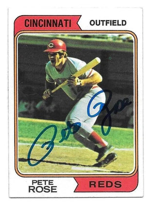 Pete Rose Signed 1974 Topps Baseball Card - Cincinnati Reds