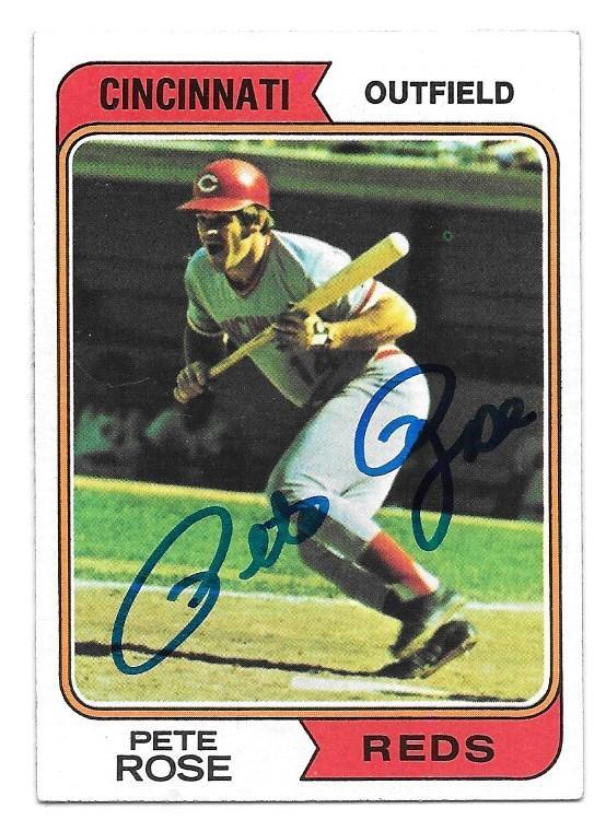 Pete Rose Signed 1974 Topps Baseball Card - Cincinnati Reds - PastPros