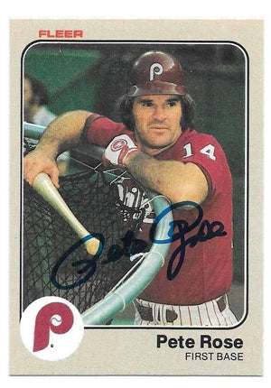 Pete Rose Signed 1983 Fleer Baseball Card - Philadelphia Phillies