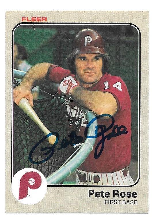 Pete Rose Signed 1983 Fleer Baseball Card - Philadelphia Phillies - PastPros
