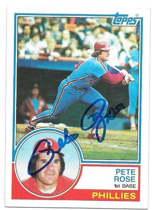 Pete Rose Signed 1983 Topps Baseball Card - Philadelphia Phillies