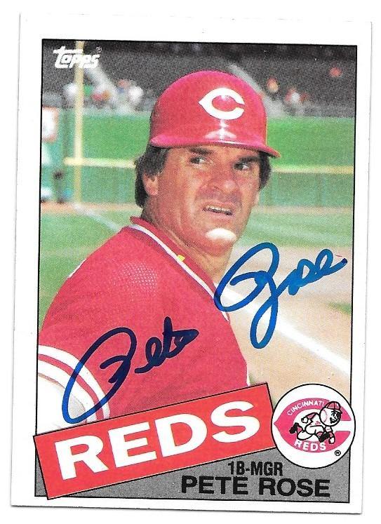 Pete Rose Signed 1985 Topps Baseball Card - Cincinnati Reds - PastPros