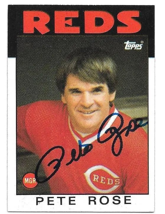 Pete Rose Signed 1986 Topps Baseball Card - Cincinnati Reds
