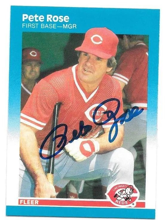 Pete Rose Signed 1987 Fleer Baseball Card - Cincinnati Reds