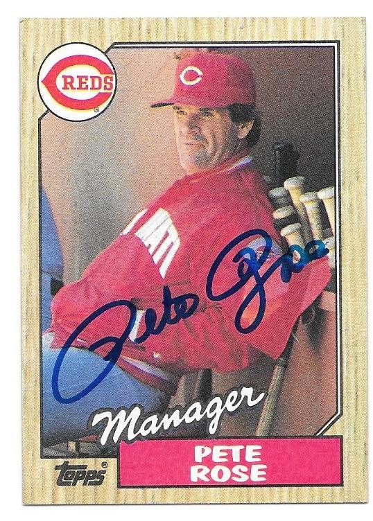 Pete Rose Signed 1987 Topps Baseball Card - Cincinnati Reds - PastPros