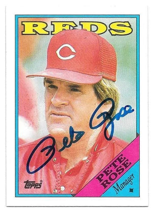 Pete Rose Signed 1988 Topps Baseball Card - Cincinnati Reds - PastPros