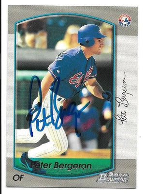 Peter Bergeron Signed 2000 Bowman Baseball Card - Montreal Expos