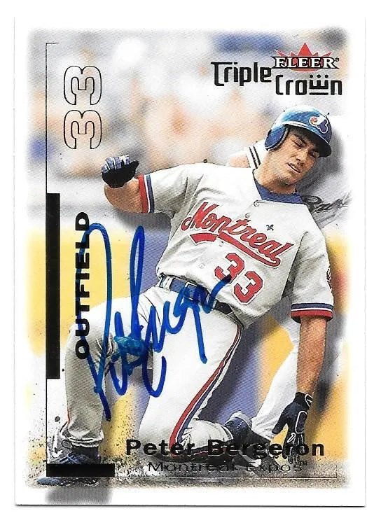 Peter Bergeron Signed 2002 Fleer Triple Crown Baseball Card - Montreal Expos