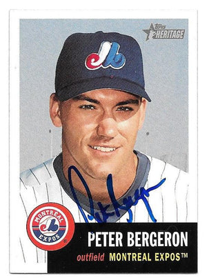 Peter Bergeron Signed 2002 Topps Heritage Baseball Card - Montreal Expos - PastPros