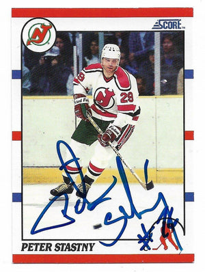 Peter Stastny Signed 1990-91 Score Hockey Card - New Jersey Devils - PastPros