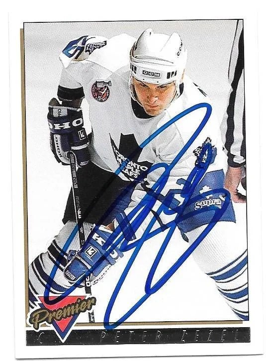 Peter Zezel Signed 1993 - 94 O - Pee - Chee Premier Hockey Card - Toronto Maple Leafs - PastPros