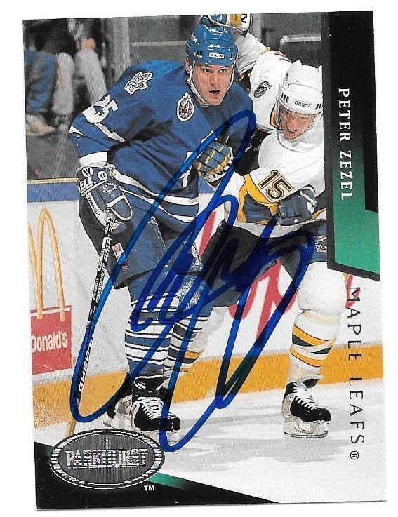 Peter Zezel Signed 1993-94 Parkhurst Hockey Card - Toronto Maple Leafs - PastPros
