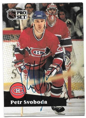 Petr Svoboda Signed 1991-92 Pro Set Hockey Card - Montreal Canadiens