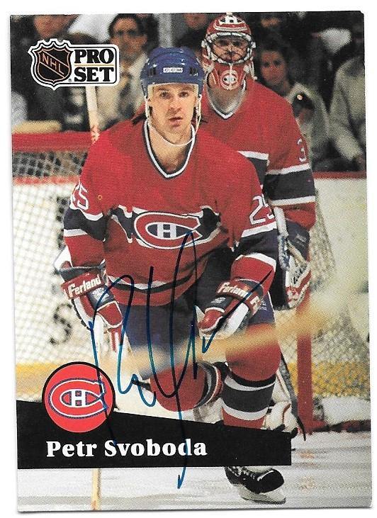 Petr Svoboda Signed 1991-92 Pro Set Hockey Card - Montreal Canadiens - PastPros