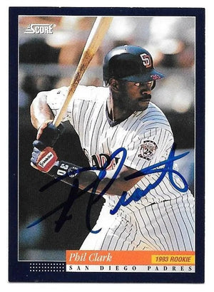 Phil Clark Signed 1994 Score Baseball Card - San Diego Padres