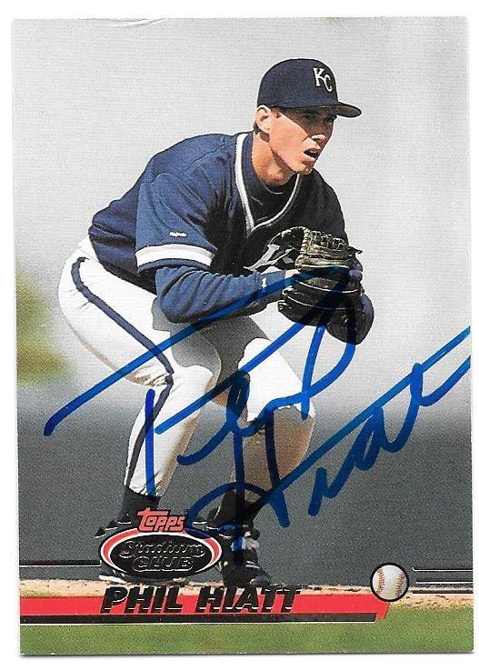 Phil Hiatt Signed 1993 Stadium Club Baseball Card - Kansas City Royals - PastPros