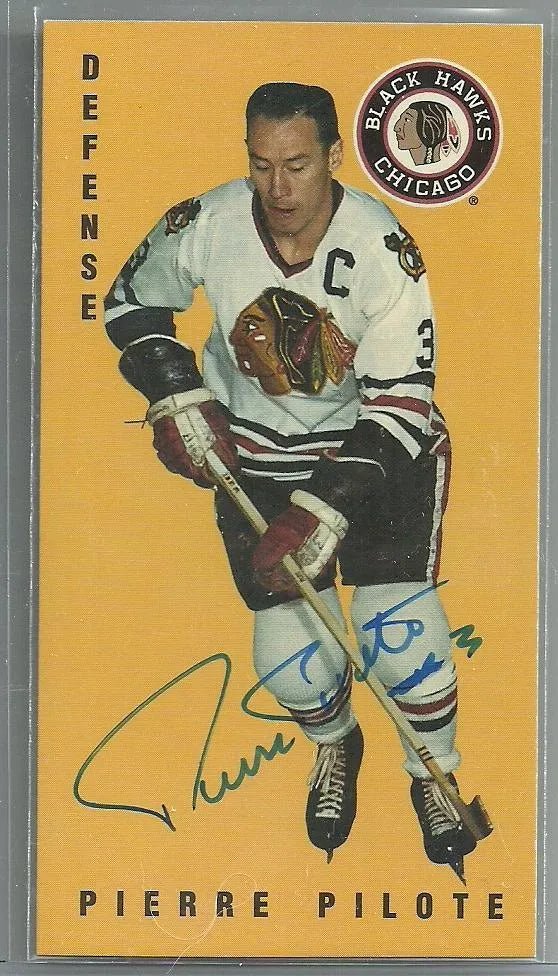 Pierre Pilote Signed 1994-95 Parkhurst Tall Boys Hockey Card - Chicago Blackhawks