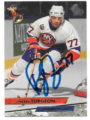 Pierre Turgeon Signed 1993-94 Fleer Ultra Hockey Card - New York Islanders - PastPros