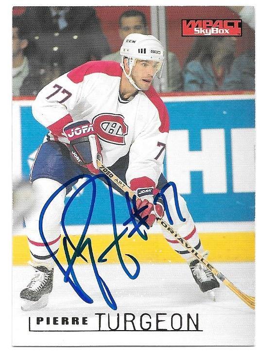 Pierre Turgeon Signed 1995-96 Skybox Impact Hockey Card - Montreal Canadiens - PastPros