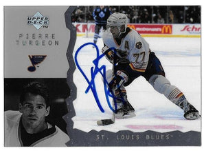 Pierre Turgeon Signed 1996-97 Upper Deck Ice Hockey Card - St Louis Blues - PastPros