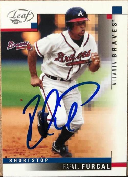 Rafael Furcal Signed 2003 Leaf Baseball Card - Atlanta Braves - PastPros